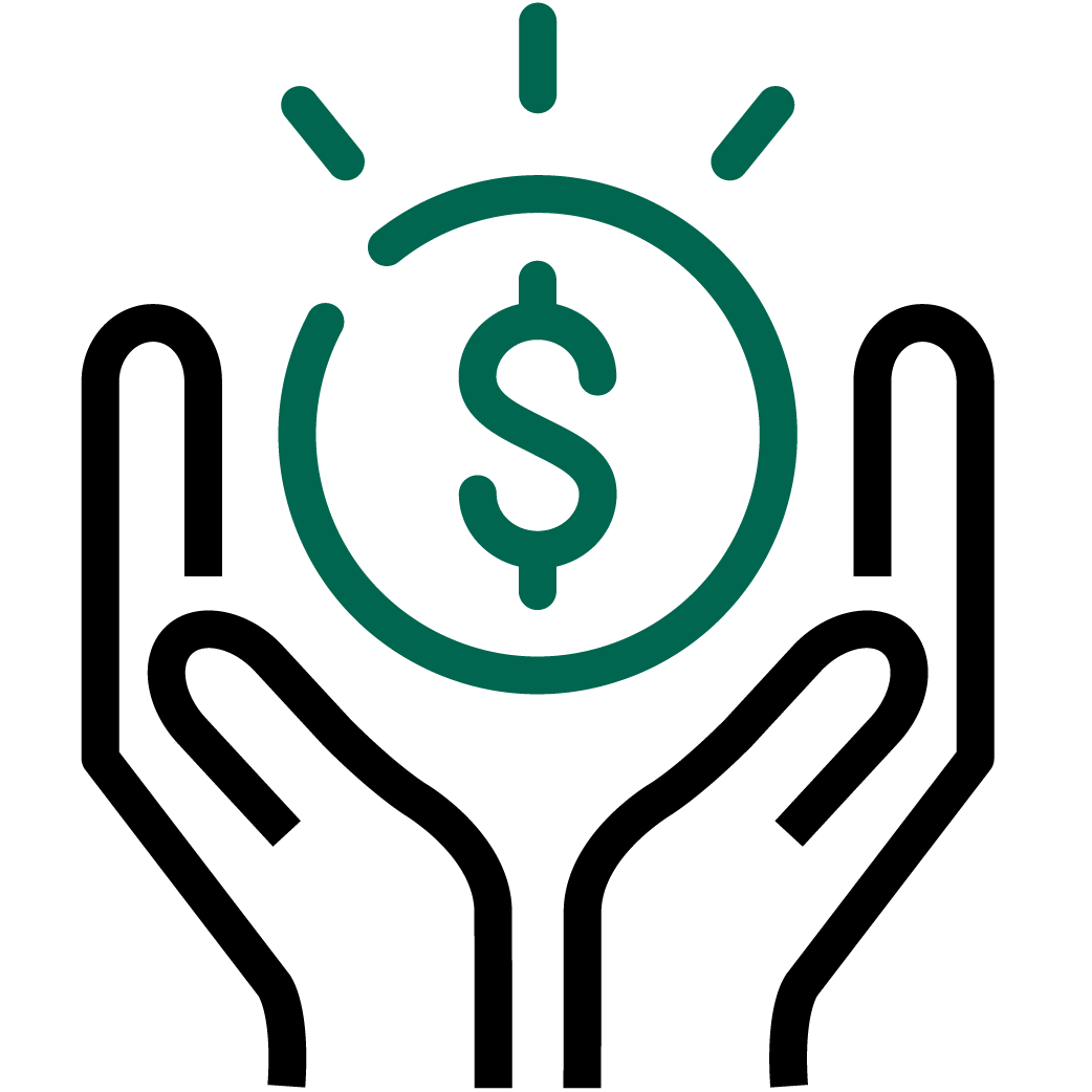 Icon hands holding money