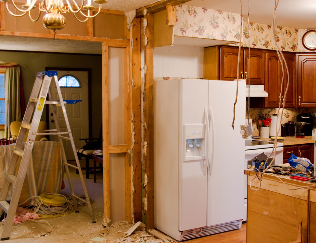 Renovation of home kitchen area in progress