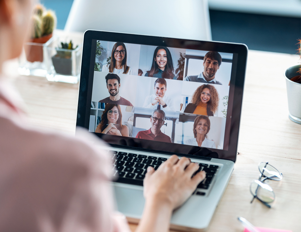 Woman working remotely on a zoom call