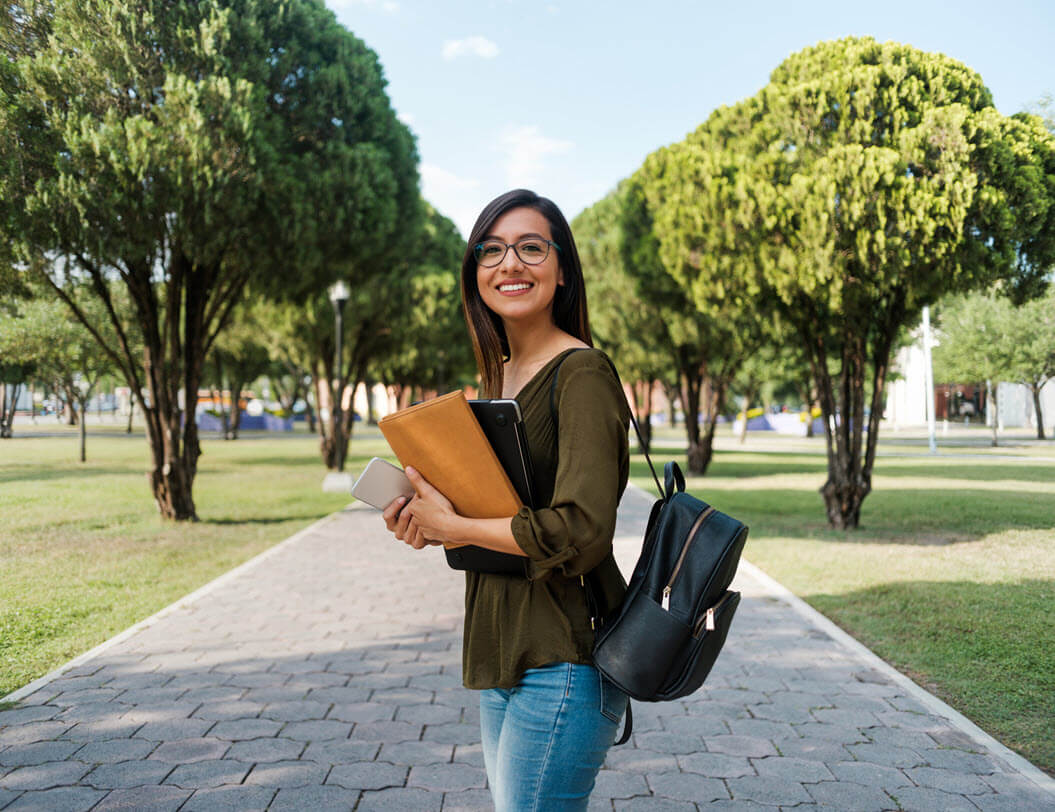 Female college student on campus